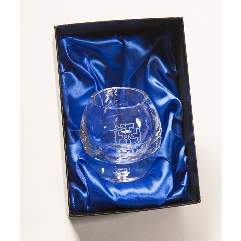 '1865' Handmade Engraved Glass Bubble Base Candleholder or Bud Vase