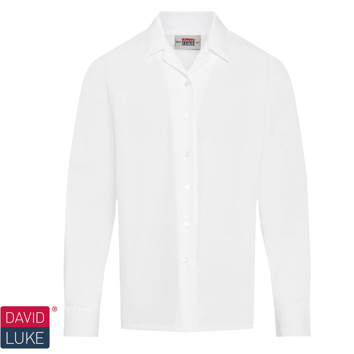 CS Girls Long Sleeve White Revere Collar Blouses (2 per pack)