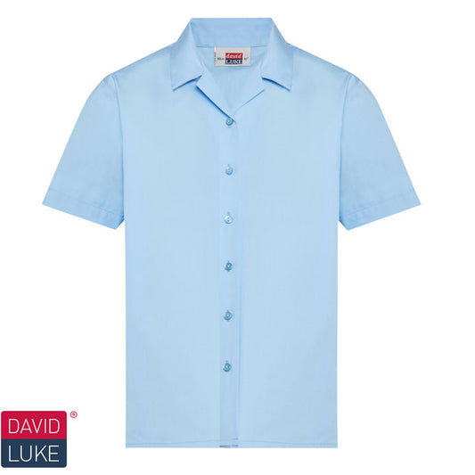 CPS Girls Blue Short Sleeve Revere Collar Blouse (2 per pack)